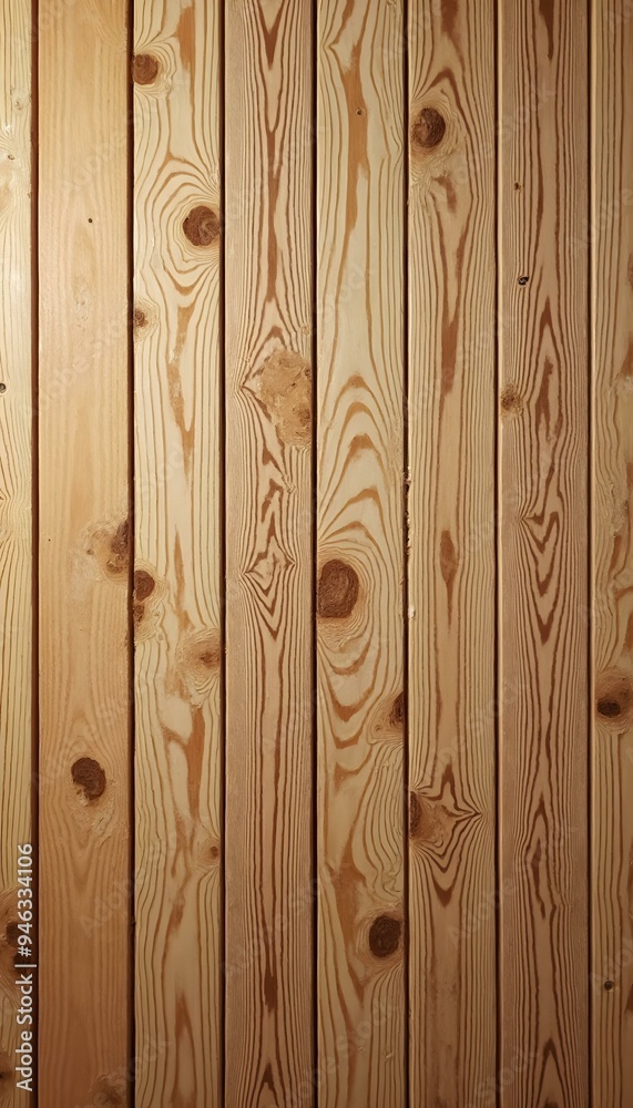 Fototapeta premium Rustic wooden plank background with natural grain and subtle knots in warm, earthy tones, creating a cozy, organic feel perfect for farm-to-table branding, nature-themed designs, or home decor.