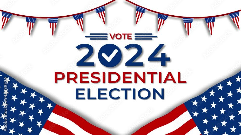 US presidential election animated background greetings election vote us 2024 4k looping