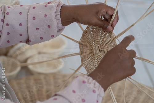 Indonesian craftsmen make household furniture from rattan