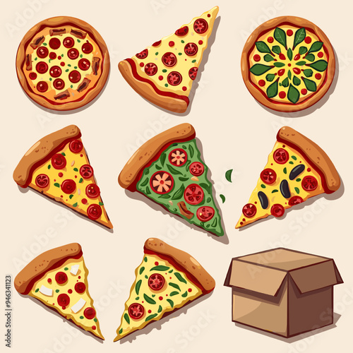 Pizza  set vector illustration vector image 