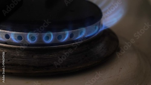Close-up of a burning gas stove
