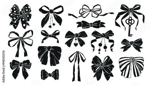 bw cute bows design set