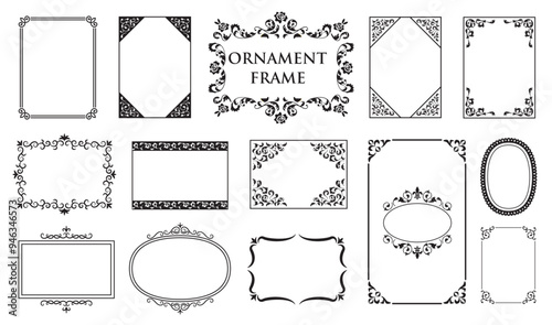Vector decorative frames and borders, elegance set of vintage frames, floral ornament. .eps