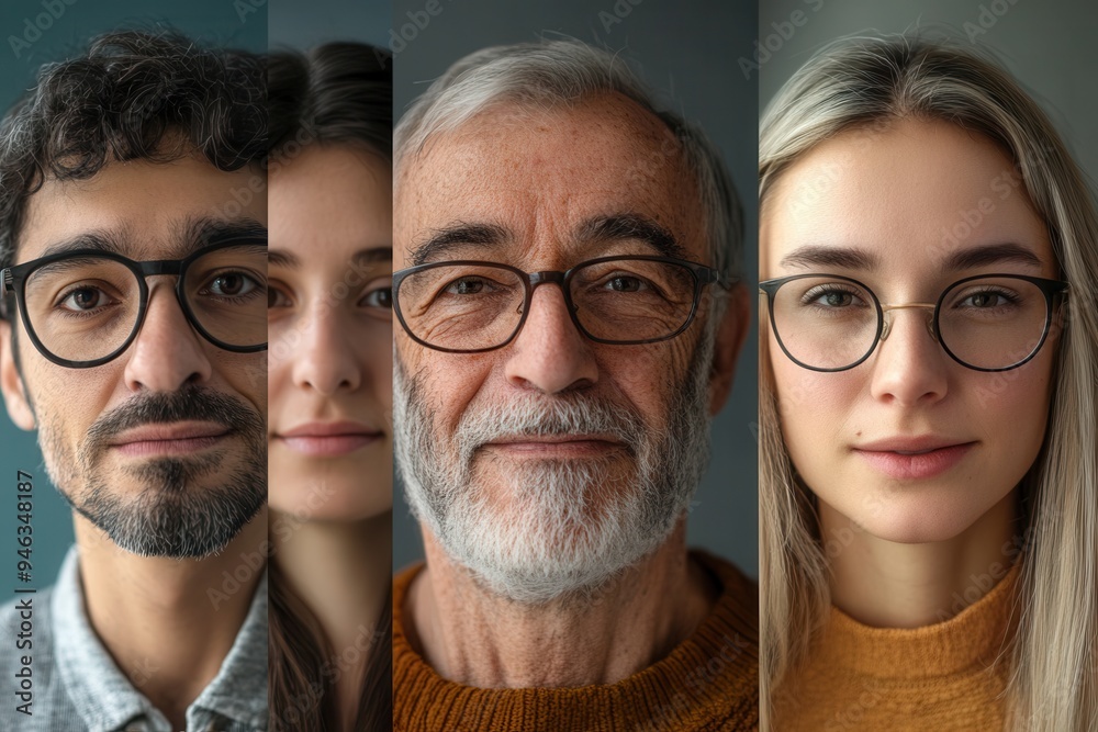A diverse group of individuals with distinct facial features and expressions is captured in a series of close-up portraits. Each person shows a unique style. Generative AI A diverse group of individuals with distinct facial features and expressions is captured in a series of close-up portraits. Each person shows a unique style. Generative AI