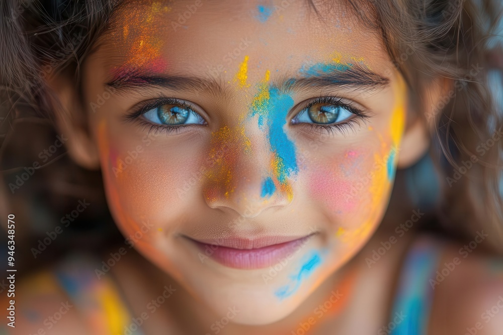 holi joy nepalese girls face adorned with vibrant festival colors closeup captures exuberant spirit and cultural richness of traditional celebration holi joy nepalese girls face adorned with vibrant festival colors closeup captures exuberant spirit and cultural richness of traditional celebration