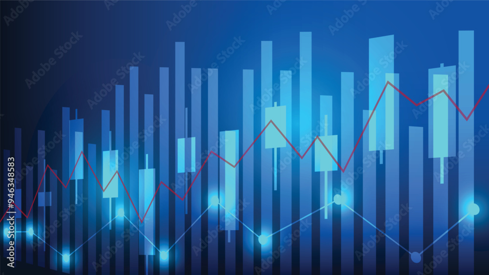 candlesticks chart and bar graph on blue background. finance and business concept
candlesticks chart and bar graph on blue background. finance and business concept