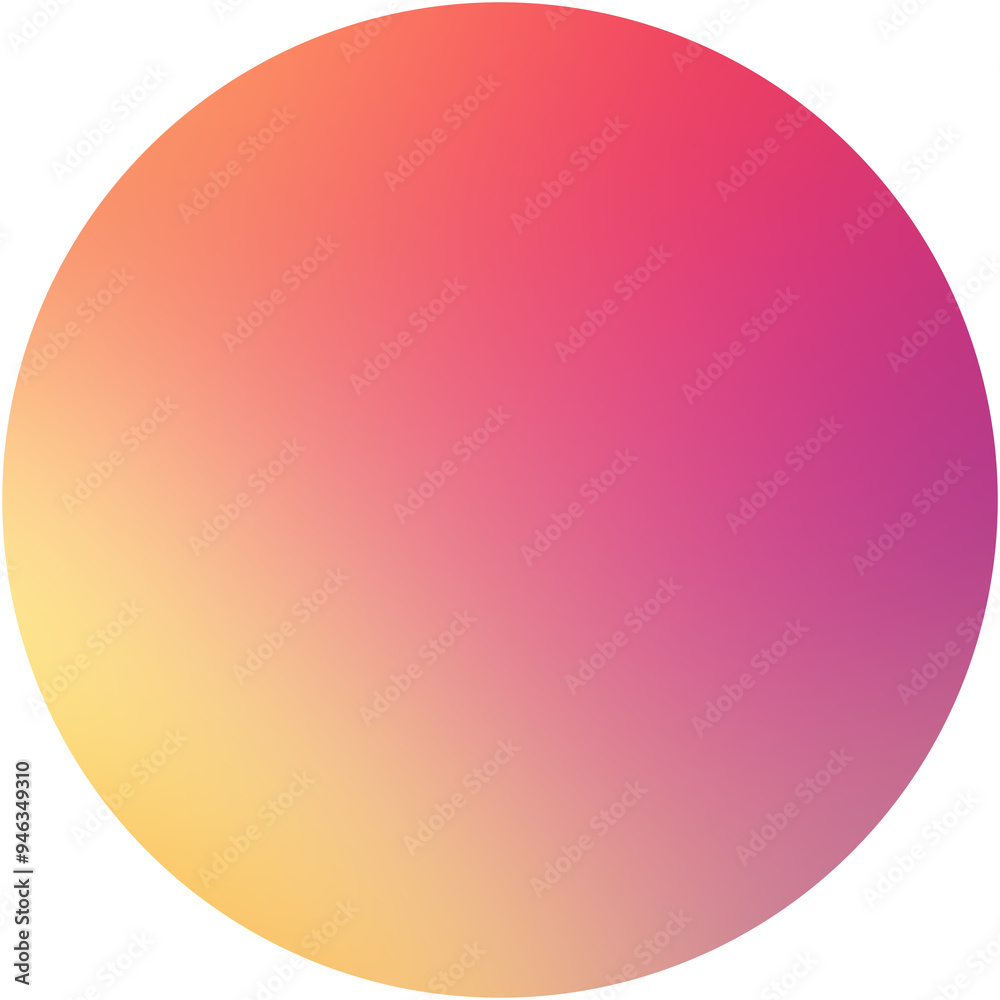 Colorful gradient circle featuring warm hues of yellow, orange, and pink on a transparent background Colorful gradient circle featuring warm hues of yellow, orange, and pink on a transparent background