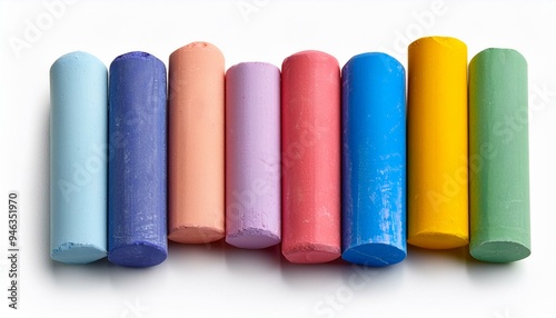 Colorful chalk pastels isolated on white background