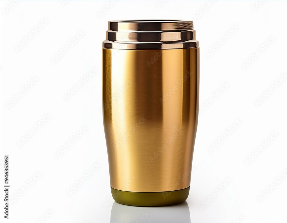 Gold Yeti cup stainless steel isolated on white background. Gold Yeti cup stainless steel isolated on white background.