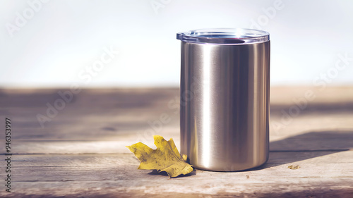 Steel thermo tumbler mockup isolated on white background with clipping path