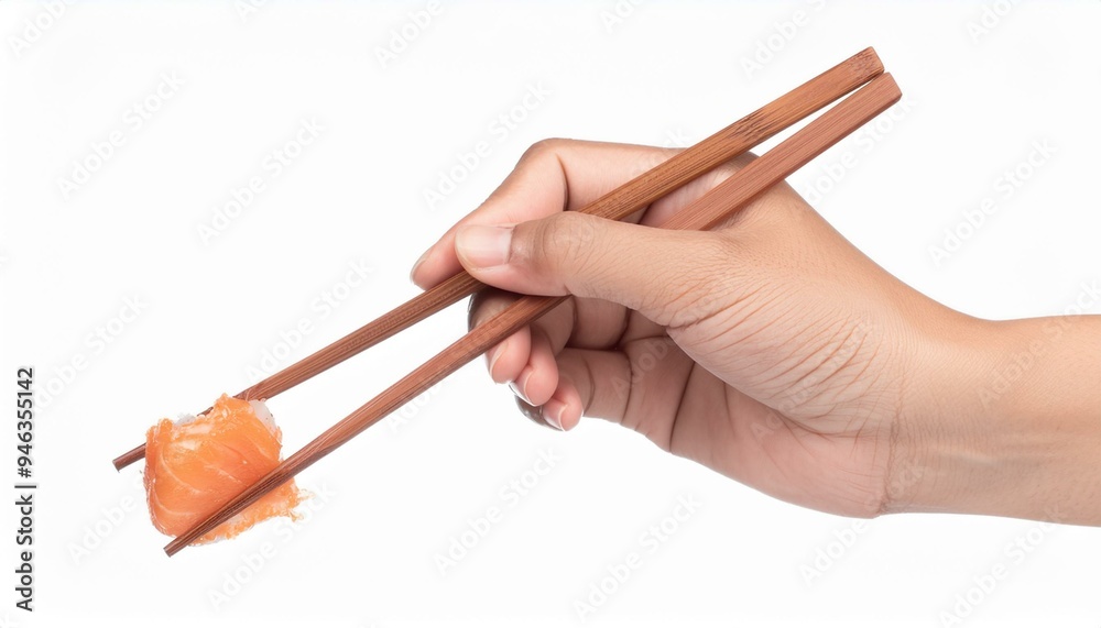 hand holding Chopsticks for eat food isolated on a white background hand holding Chopsticks for eat food isolated on a white background
