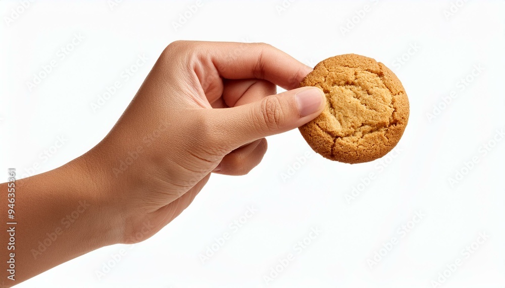 hand holding cookie isolated on white background hand holding cookie isolated on white background