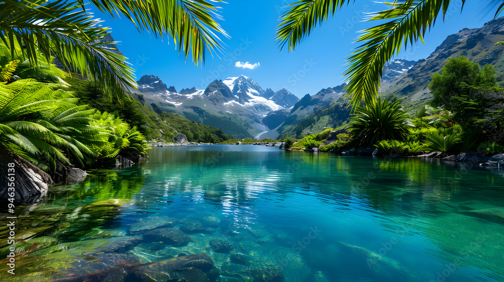 Lake Surrounded Mountains With Snow The Lake Surrounded Mountains With Snow The