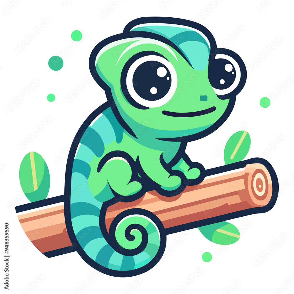 Obraz premium cute chameleon colorful cartoon icon character