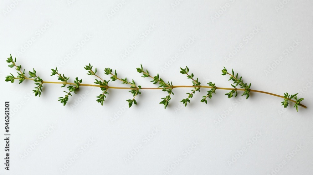 A single thyme herb isolated on a white background A single thyme herb isolated on a white background