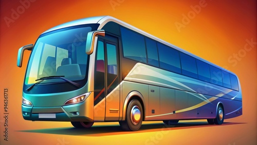 Stylized illustration of a shuttle bus symbol, featuring a sleek, modern design with bold lines, bright colors, and a compact, aerodynamic shape.