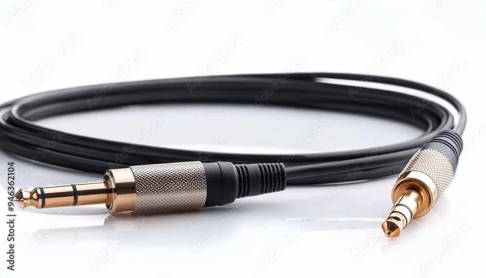 Stereo XLR to jack audio cable isolated on white background Stereo XLR to jack audio cable isolated on white background
