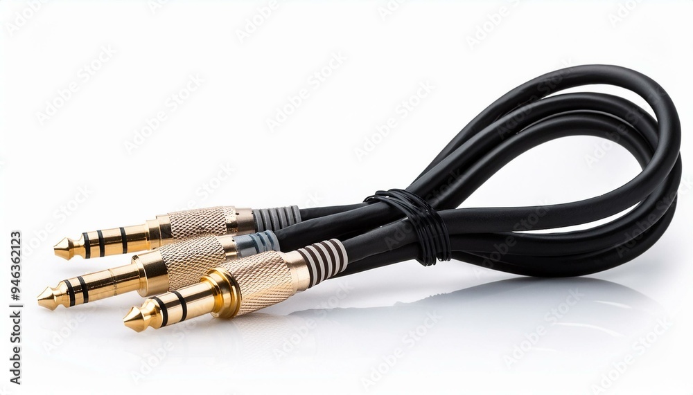 Stereo XLR to jack audio cable isolated on white background Stereo XLR to jack audio cable isolated on white background