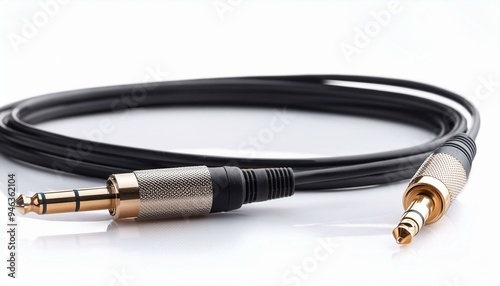 Stereo XLR to jack audio cable isolated on white background photo