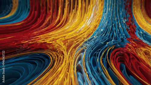 Vibrant abstract representation of dynamic sound waves in motion, showcasing fluid lines and vivid colors in a modern art style