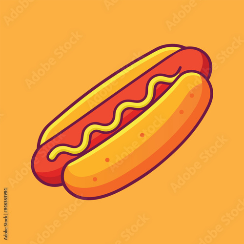 Hot Dog Cartoon Vector Icon Illustration