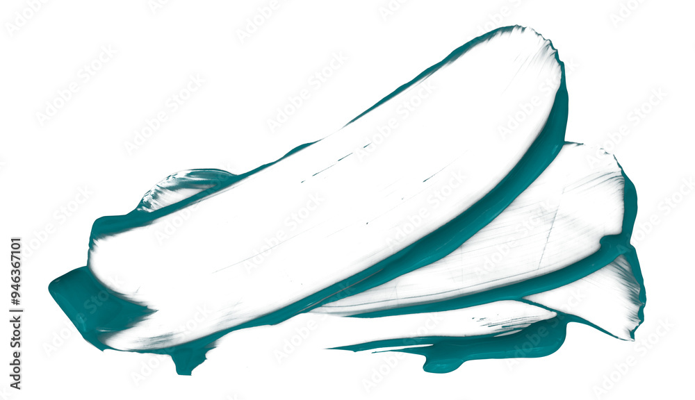 Fototapeta premium Separate broken green brush strokes on transparent background.