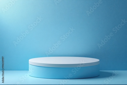 Blue Cylindrical Platforms on blue background for Product Display