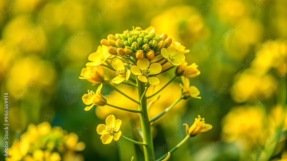 Yellow rapeseed field in the field and picturesque sky with white clouds. Blooming yellow canola flower meadows. Rapeseed crop in Ukraine. Yellow rapeseed field in the field and picturesque sky with white clouds. Blooming yellow canola flower meadows. Rapeseed crop in Ukraine.