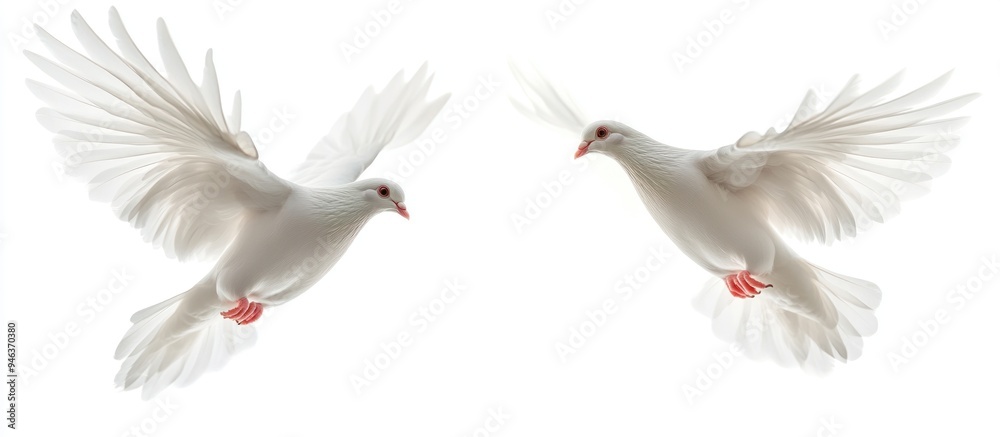 Fototapeta premium Two White Doves in Flight
