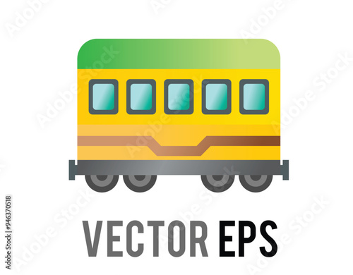 Isolated vector gradient green and yellow transport public tram icon