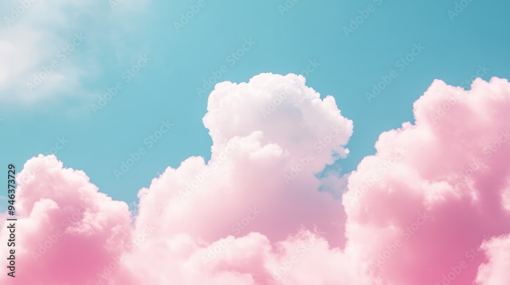 A pink and white cloud that is in the sky