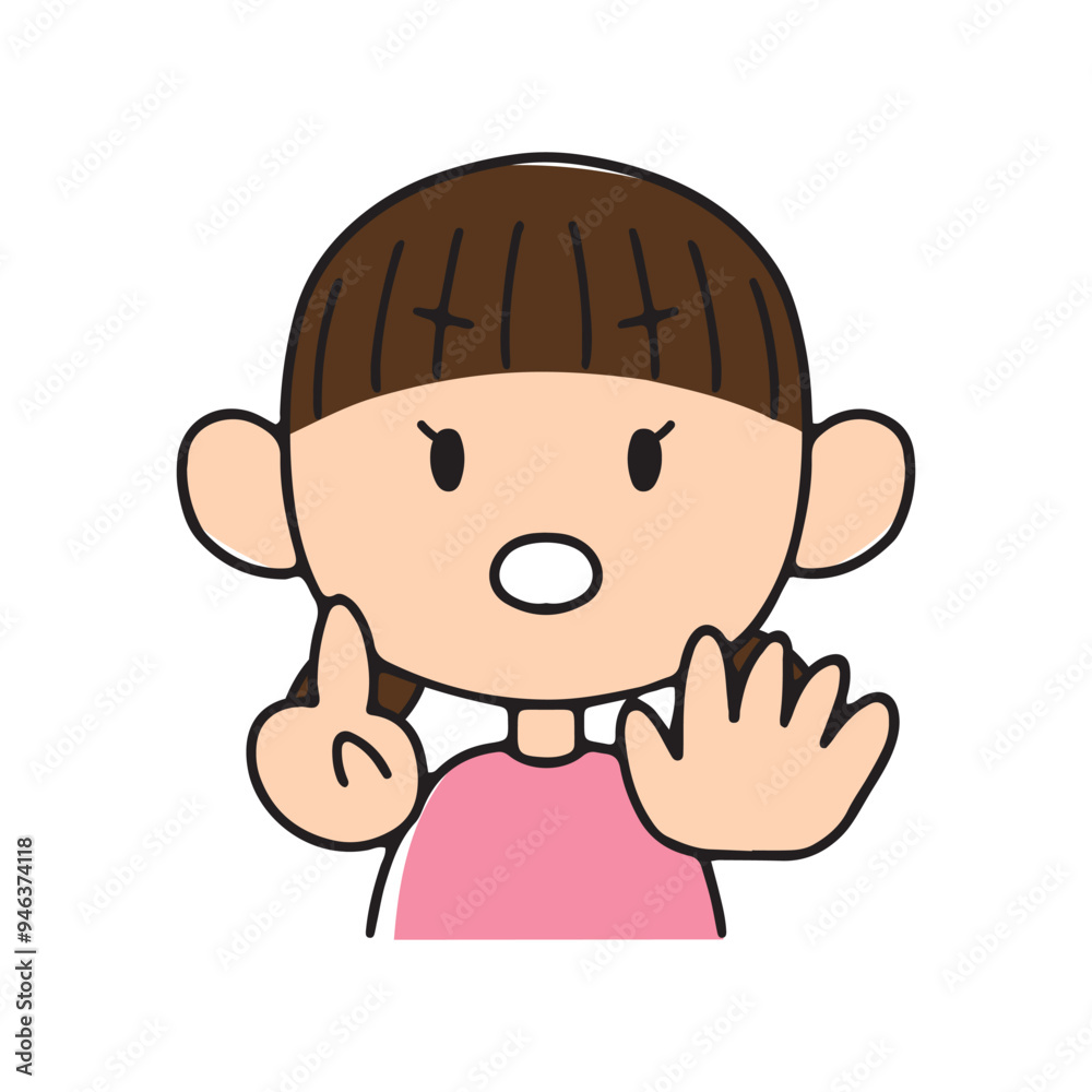 Fototapeta premium 手で数を数える女の子6