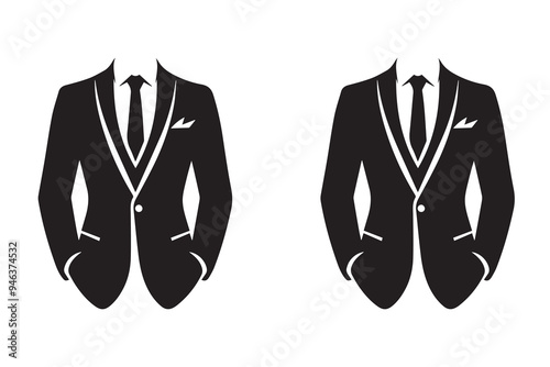 Men Suit blazer or Jacket silhouette Illustration