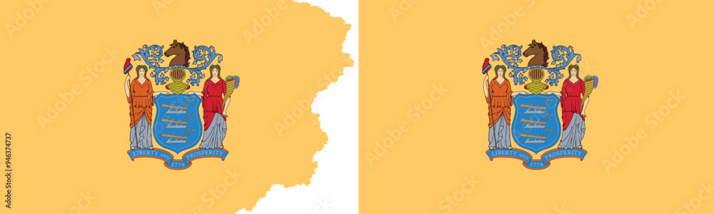 New Jersey flags vector. Standard flag and with torn edges New Jersey flags vector. Standard flag and with torn edges