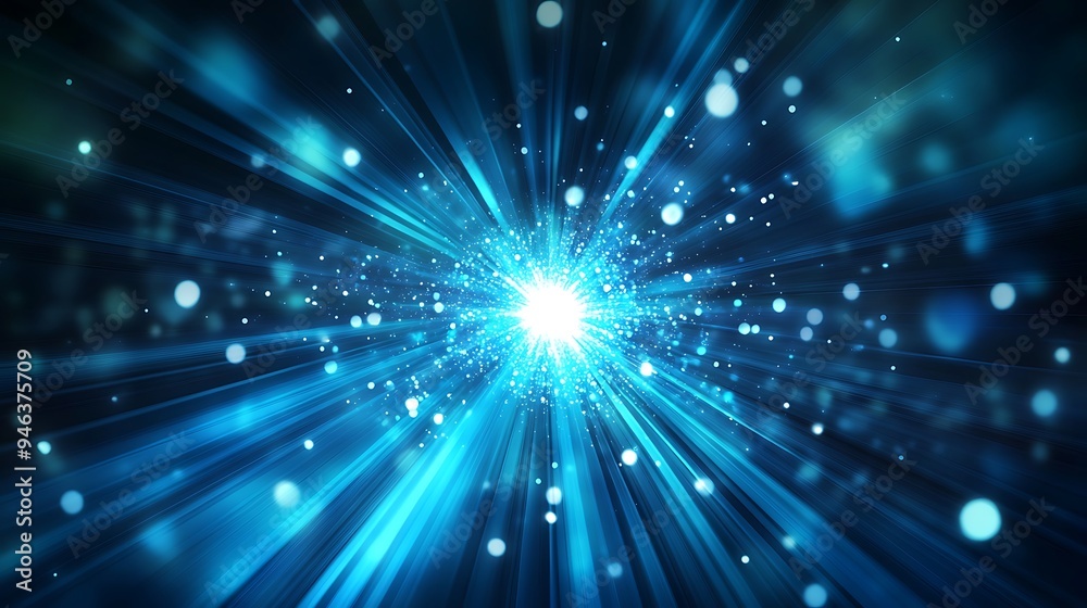 Fototapeta premium Stunning Blue Light Burst Creating a Magical Atmosphere with Radiant Energy