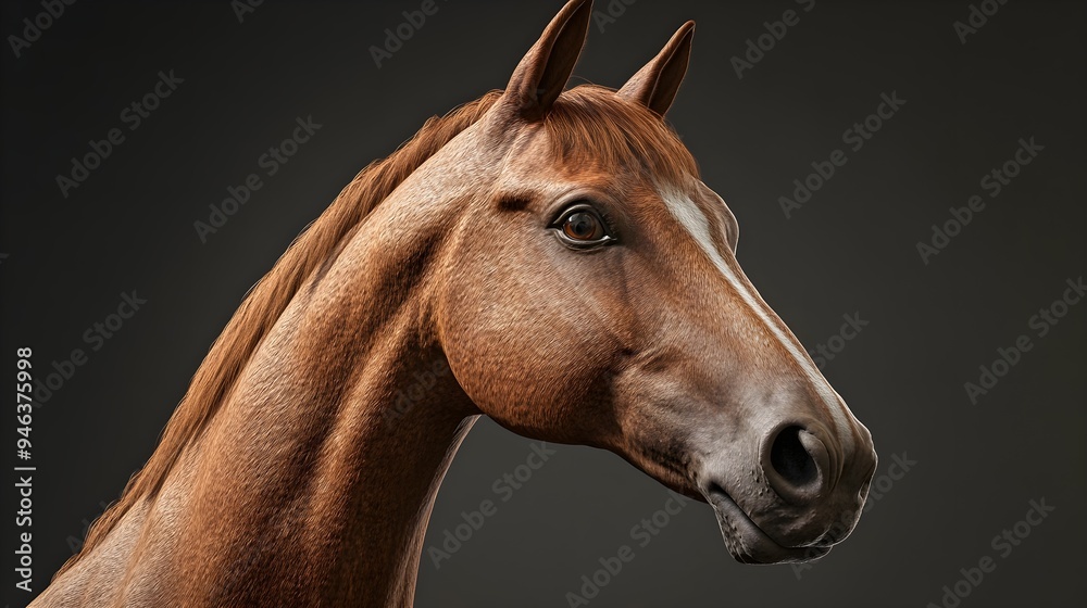 Obraz premium 3D image of a beautiful horse head on a black background, graphic resources