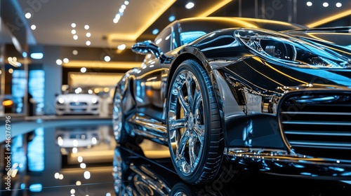 Luxury shiny black car design for promotion or advertising automotive background wallpaper AI generated image