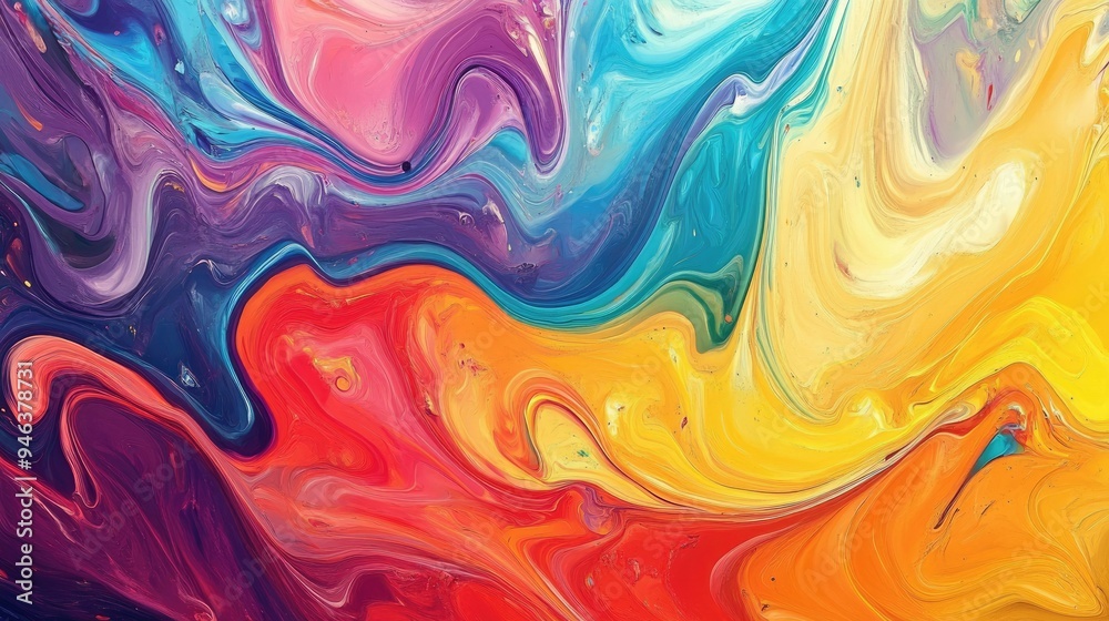 Obraz premium Bright, swirling waves of color, creating a vibrant and dynamic abstract background.