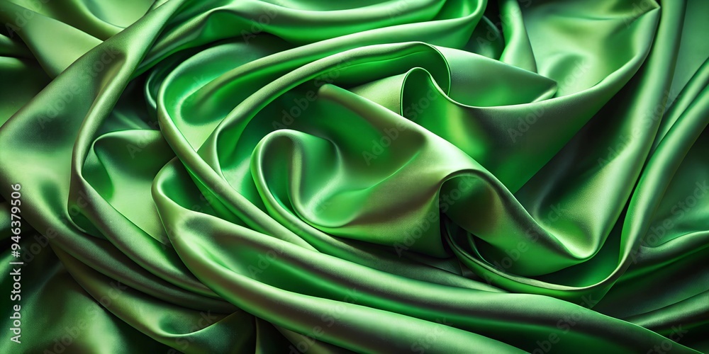 Obraz premium Luxurious green drapery silk fabric texture background