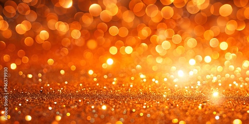 Luxurious orange background with glitter on bokeh. Royal orange glitter texture surface	