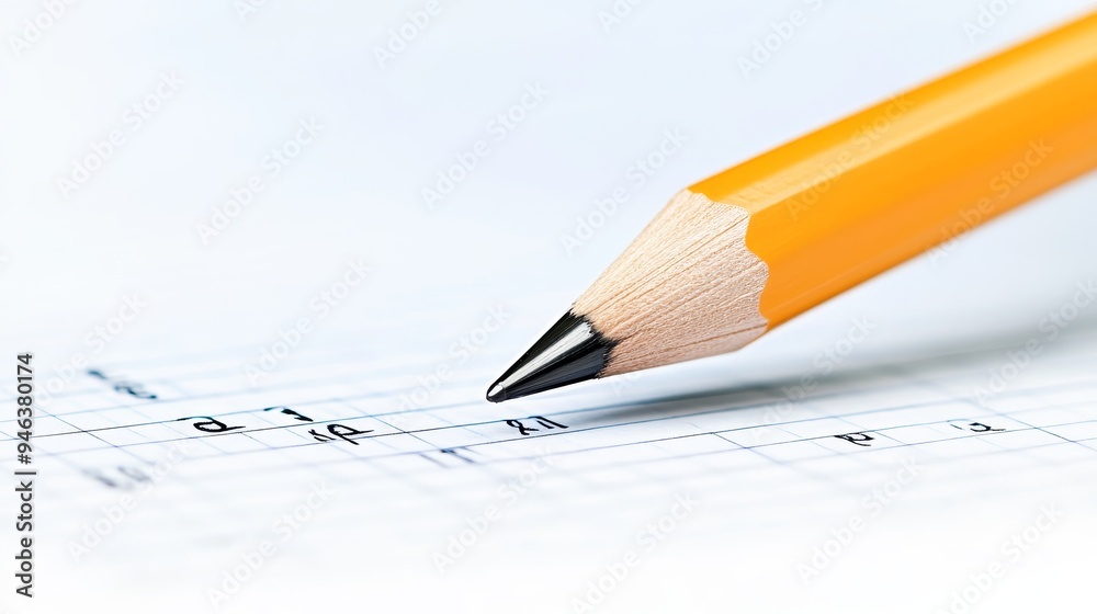 A close-up image of a yellow pencil writing on graph paper, symbolizing education, planning, accuracy, precision, and problem-solving. A close-up image of a yellow pencil writing on graph paper, symbolizing education, planning, accuracy, precision, and problem-solving.
