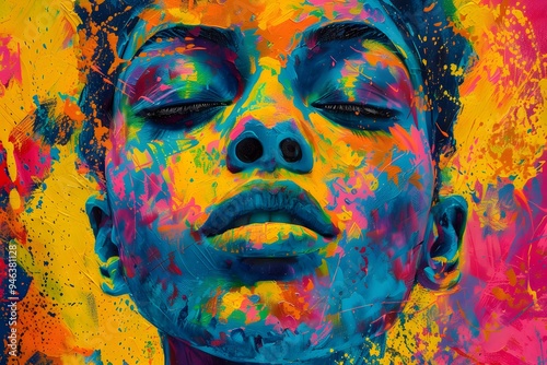 Abstract Colorful Portrait of a Woman.