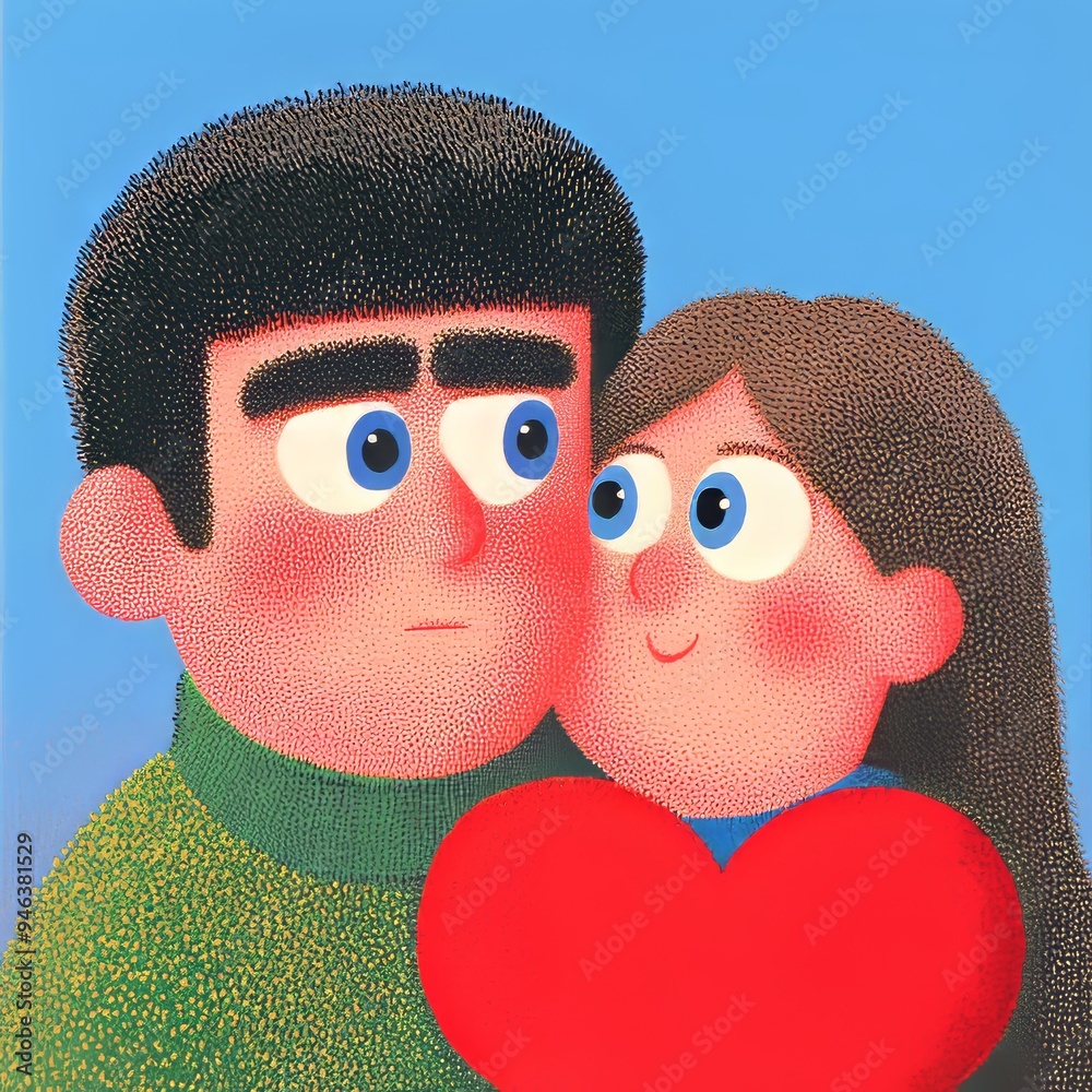 Fototapeta premium A Loving Couple Embracing Each Other with a Heartfelt Connection and Affectional Display