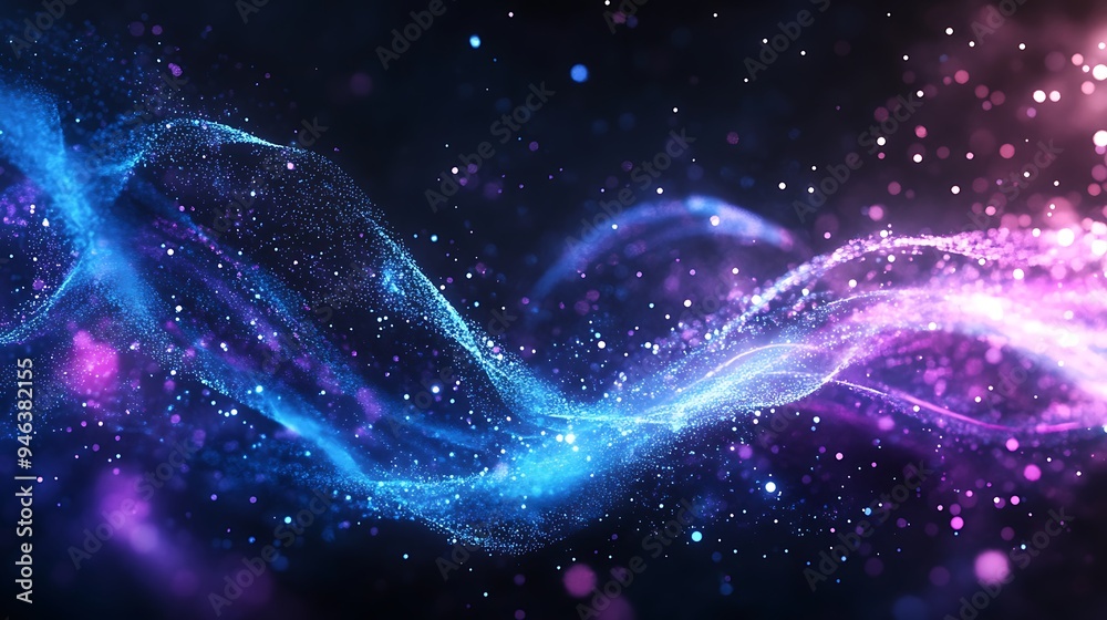 Obraz premium Vibrant Waves of Light and Color Flowing Through a Cosmic Space