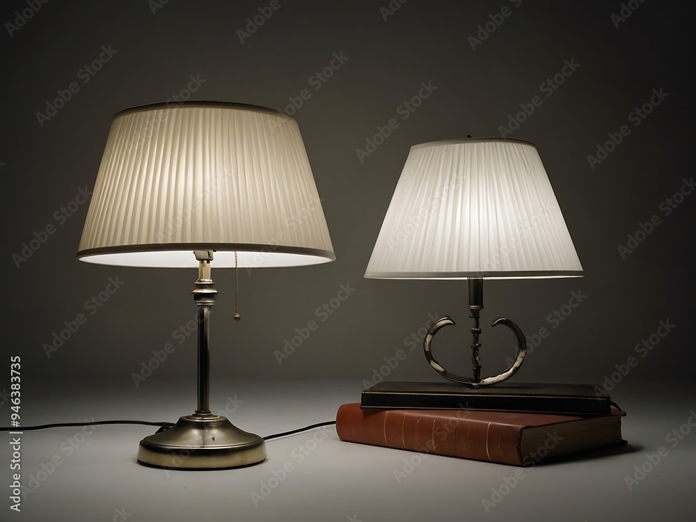 Lamp with White Shade Turned On Lamp with White Shade Turned On