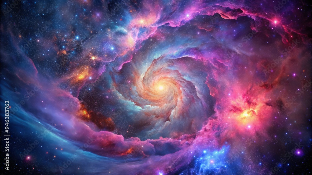 Vibrant, swirling nebula clouds of pink, purple, and blue gas fill the cosmos, illuminated by brilliant stars in a stunning, high-dynamic-range night sky. Vibrant, swirling nebula clouds of pink, purple, and blue gas fill the cosmos, illuminated by brilliant stars in a stunning, high-dynamic-range night sky.