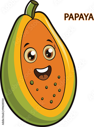 papaya fruits cartoon vector art illustration design