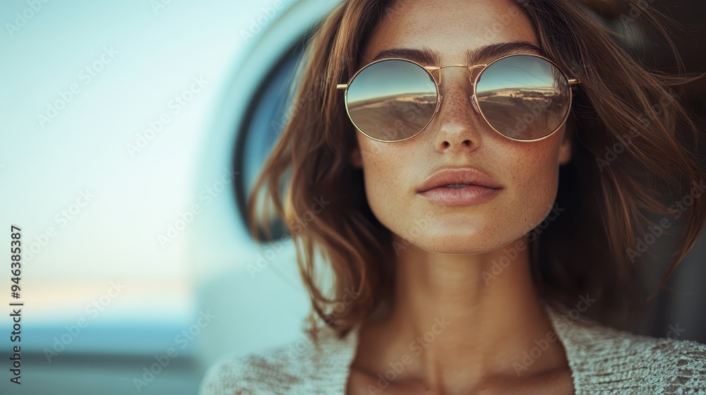 A stylish woman in sunglasses and a sweater is captured enjoying a bright and sunny outdoor day, symbolizing leisure, elegance, and vitality in a contemporary setting. A stylish woman in sunglasses and a sweater is captured enjoying a bright and sunny outdoor day, symbolizing leisure, elegance, and vitality in a contemporary setting.