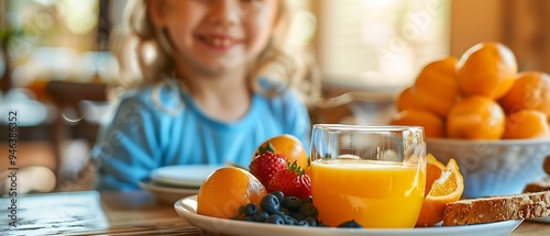 Kid has breakfast at restaurant : Generative AI