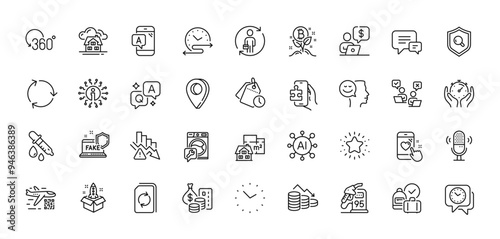 Inspect, Bitcoin project and Business person line icons pack. AI, Question and Answer, Map pin icons. Startup, Money, Floor plan web icon. Clock, Info, Heart rating pictogram. Vector